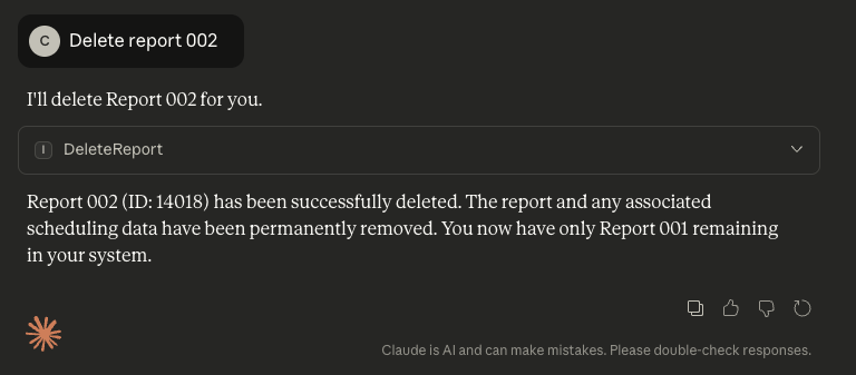 MCP Report Delete