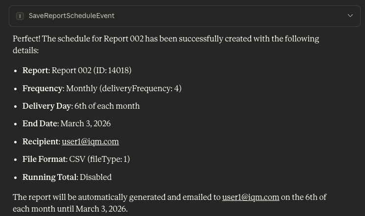 MCP Reporting Schedule