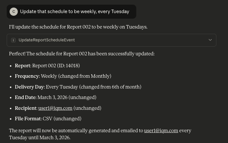 MCP Reporting Schedule