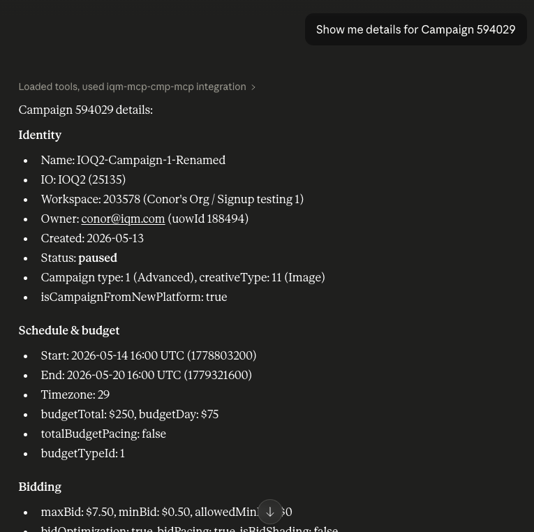 MCP Advanced Campaign Details