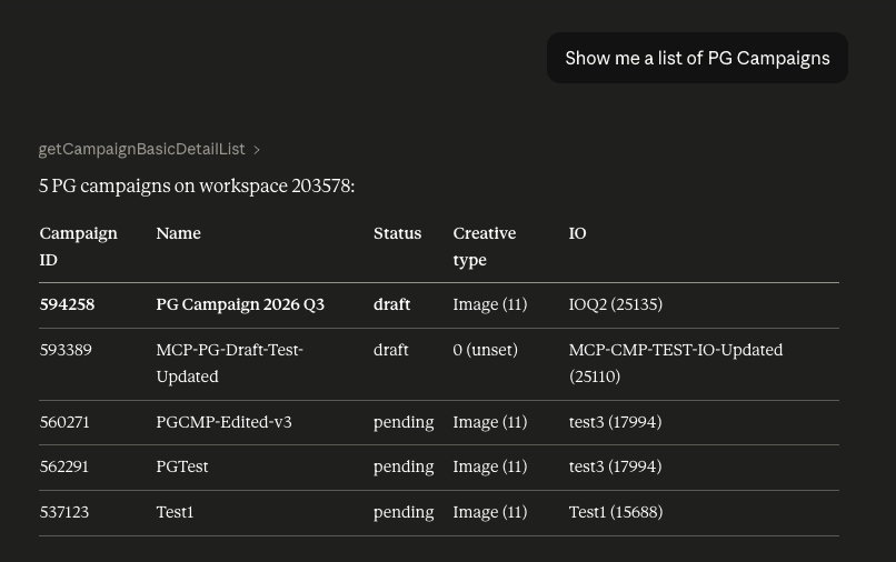 MCP PG Campaign List
