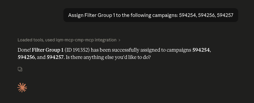 MCP Assign Filter Group to Campaigns