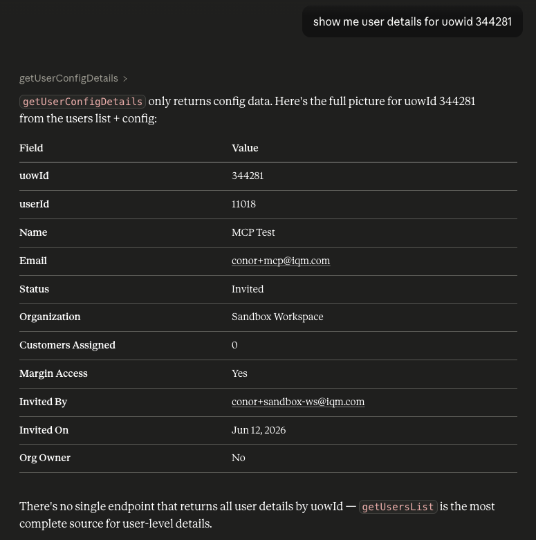 MCP User Details